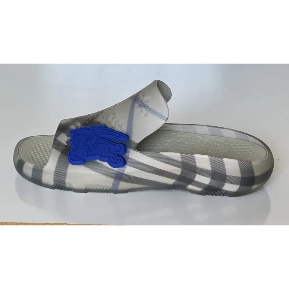 Burberry Mens Stingray Rubber Lichen IP Check Sandals 14 (47) 8088962 NIB $550